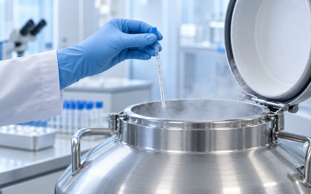 Cryopreservation storage at a fertility laboratory