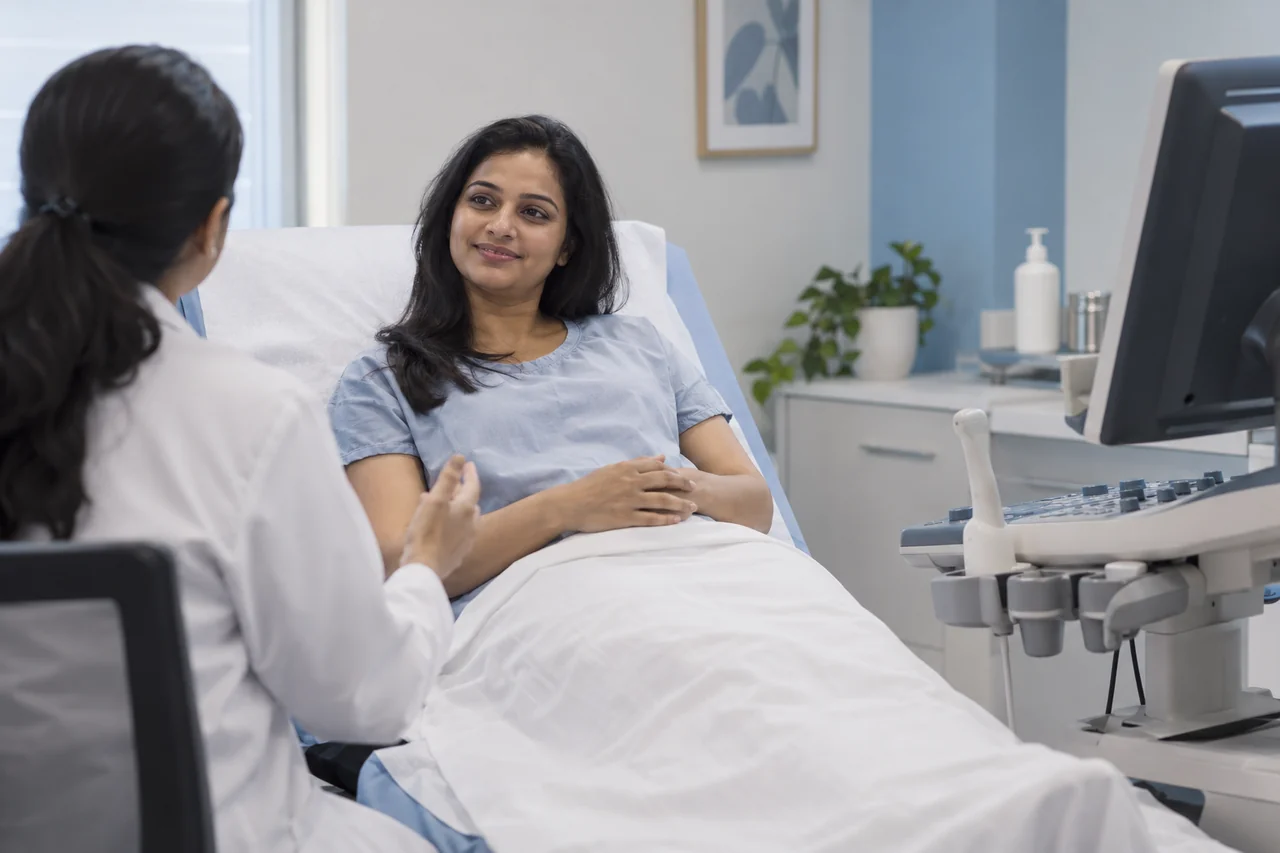 Woman discussing IUI and ovulation care with a clinician
